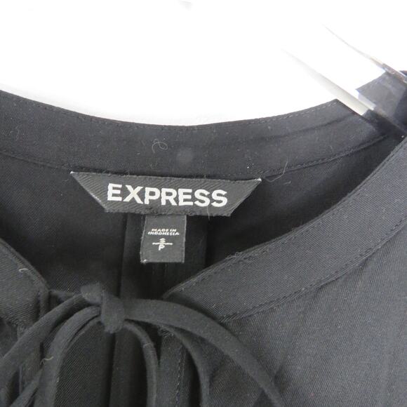 Express Puff Shoulder Long Sleeve V-Neck Blouse Small Twee Chic Small - Picture 7 of 9